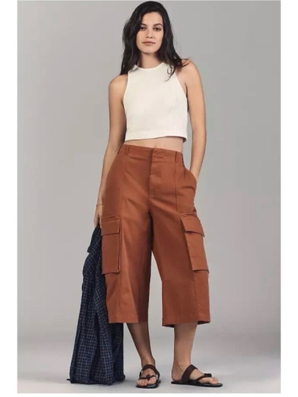 Anthropologie Rust-Brown Cargo Bermuda Shorts